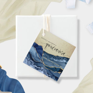 Quinceñera, elegantes Gold und Blue Agate Geschenkanhänger