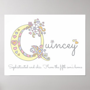 Quincey Monogram Art Girls Name und Bedeutung Post Poster