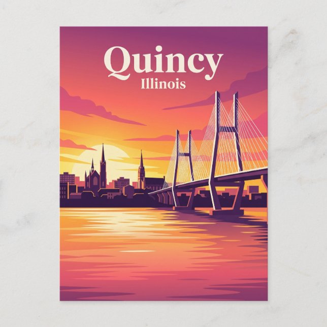 Quincy Illinois Postkarte (Vorderseite)