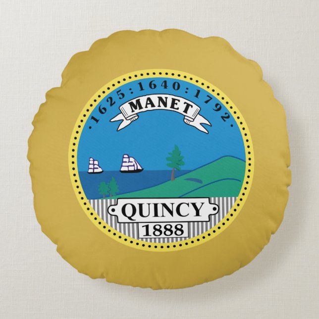Quincy MA Outdoor Pillow Rundes Kissen (Vorderseite)
