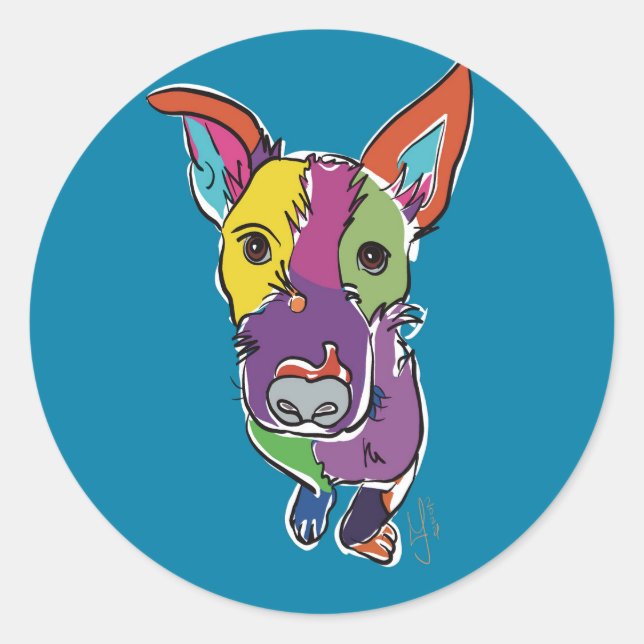 Quincy Texas Piedog Runder Aufkleber (Vorderseite)