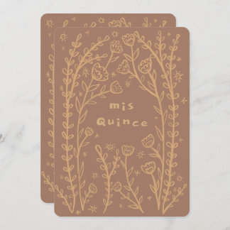 Quineañera 15. BDay Whimsical Floral Vines Custom Einladung