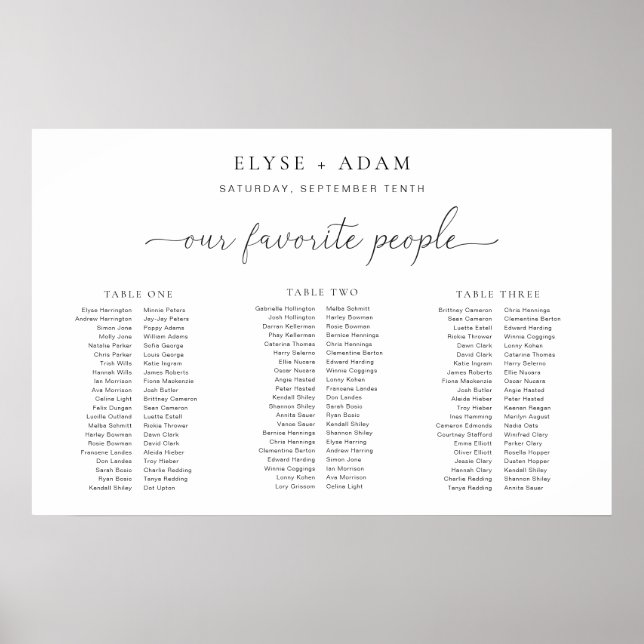 Quinn Minimal 3 Banquet Table Plan Fotolabine Poster (Vorne)