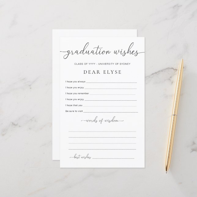 Quinn Minimal Abschluss Wishings (Vorderseite/Rückseite Beispiel)