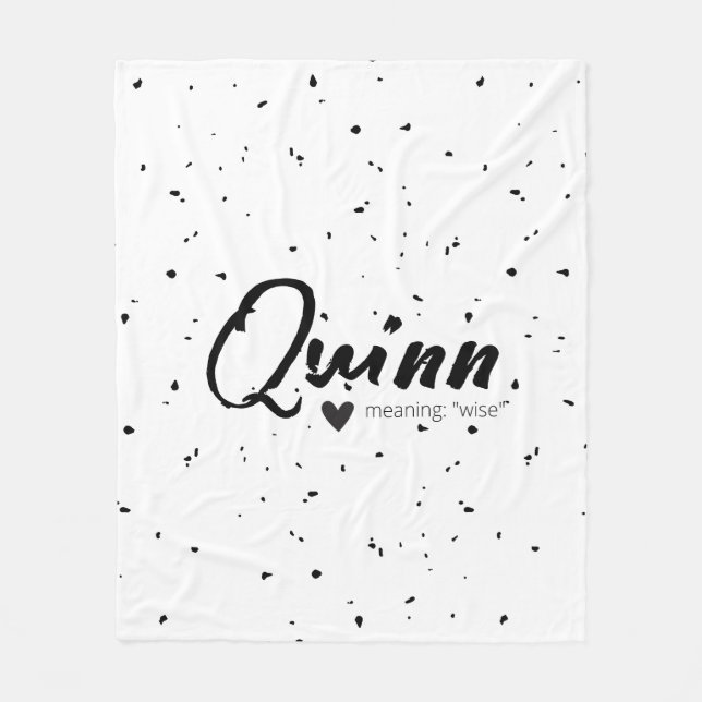 Quinn Name bedeutet Minimal Moderne Schwarz-weiße  Fleecedecke (Vorderseite)