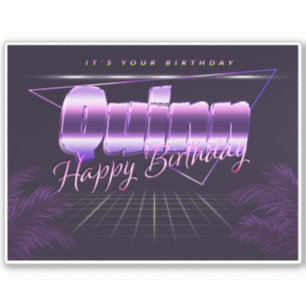 Quinn Name Vorname lila retro Sticker Geburtstag