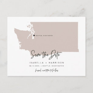 QUINN - Washington Map Save the Date bewegliches H Postkarte
