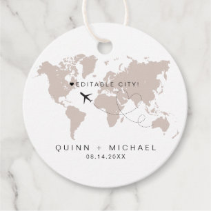 QUINN World Map Reiseziel Save the Date Geschenkanhänger