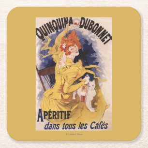 Quinquina Dubonnet Aperitif-förderndes Plakat Rechteckiger Pappuntersetzer