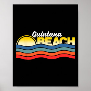Quintana Beach Texas Retro Vintag Surfer Souvenir Poster