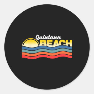 Quintana Beach Texas Retro Vintage Surfer Andenken Runder Aufkleber