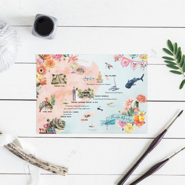 Quintana Roo | Hochzeit in Urlaubsort Fahrplan Einladung (Von Creator hochgeladen)