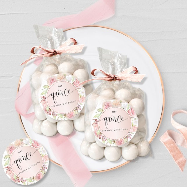 Quinten, Spanisch, Rosa, Rose Rosa, Rosa, Rosa, Ro Runder Aufkleber (Von Creator hochgeladen)