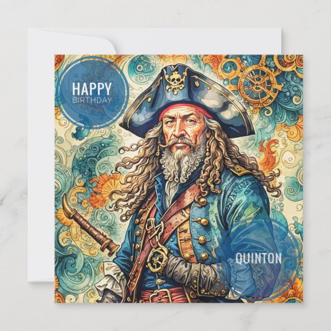 QUINTON ~ Geburtstagskarte ~ Pirate ~ (Vorderseite)