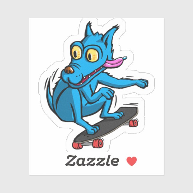 Quircky the blue dog skater aufkleber (Blatt)