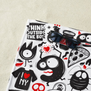 Quirkische Monster und Quotes Strandtuch
