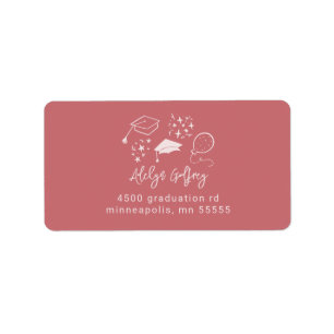 Quirky Abschluss Icons Rosa Rücksendeadresse rot Adressaufkleber