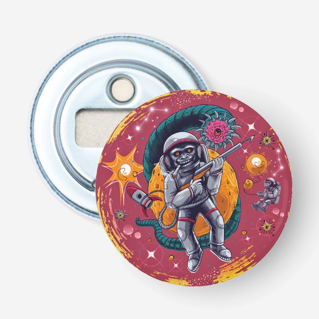Quirky Affen in Space Bottle Opener Flaschenöffner (Vorderseite)