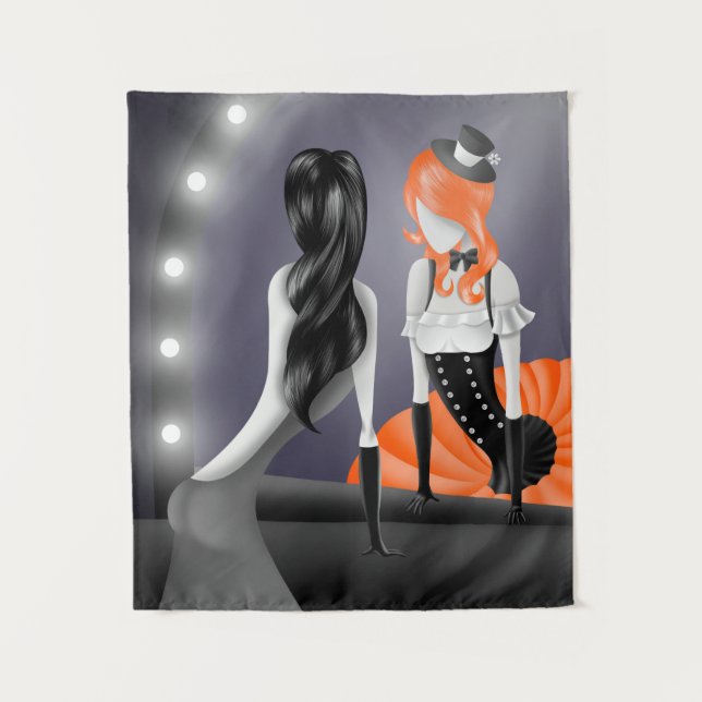 Quirky Ballerina & Dancer Ref Orange Wandteppich (Vorderseite)
