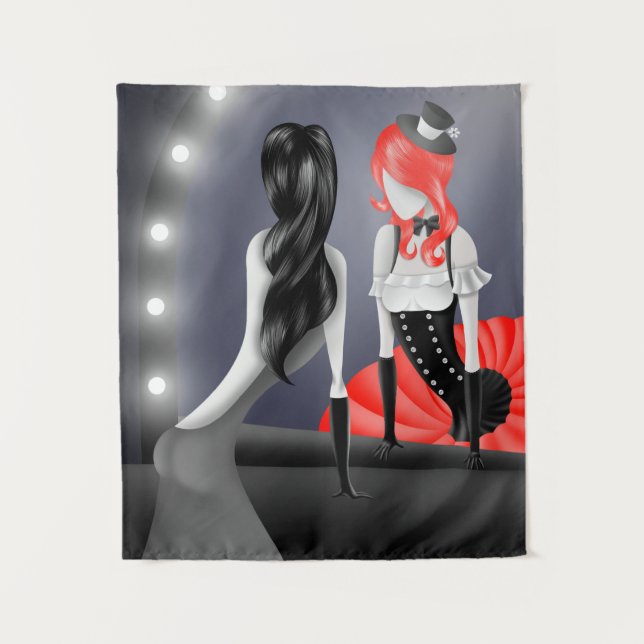 Quirky Ballerina & Dancer Reflexion Red Wandteppich (Vorderseite)