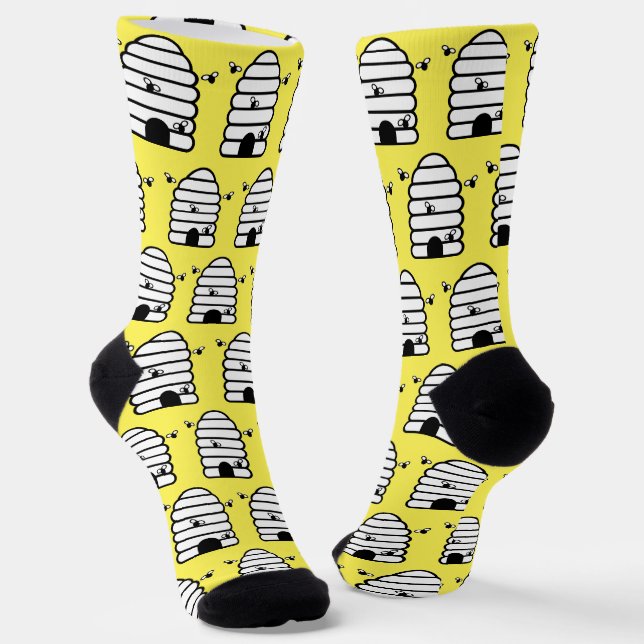 Quirky Bee Hives Muster auf Gelb Socken (Gewinkelt)