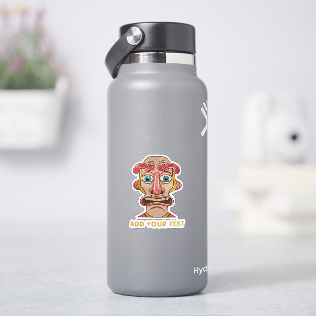 quirky beige cartoon expressive face aufkleber (HydroFlask)