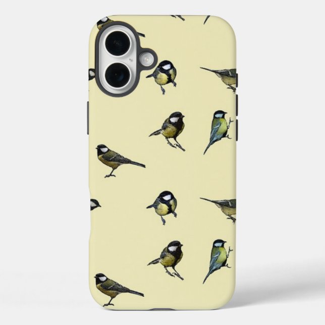 Quirky Bird Pattern Beige Case-Mate iPhone Hülle (Rückseite)