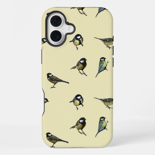 Quirky Bird Pattern Beige iPhone Hülle (Rückseite)