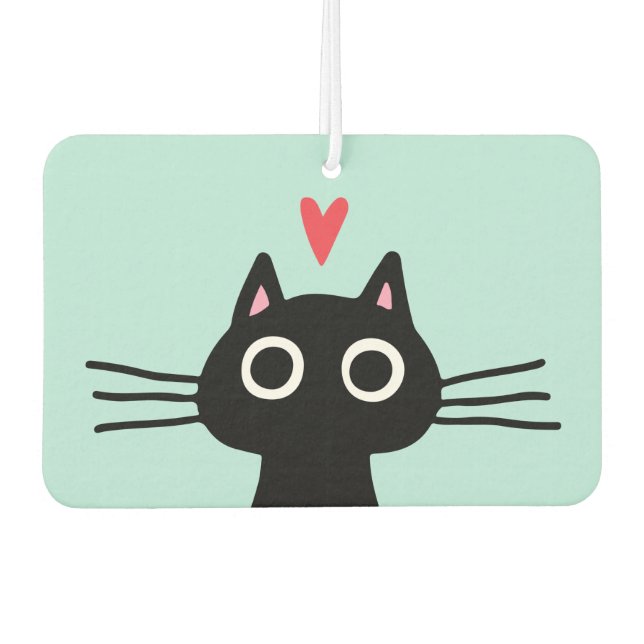 Quirky Black Cat mit Herz Autolufterfrischer (Vorderseite)