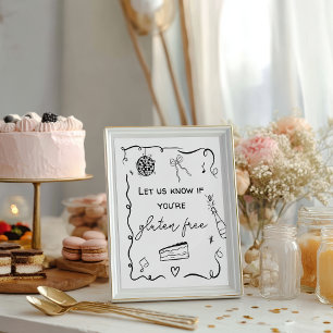 Quirky Black Hand Drawn Gluten Wedding Poster