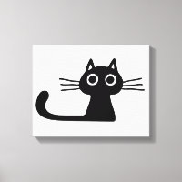 Quirky Black Kitty Cat Black and White Animal Art