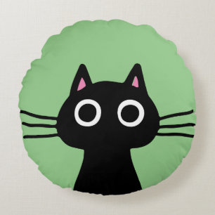 Quirky Black Kitty Cat   Coole Cat Lover Rundes Kissen