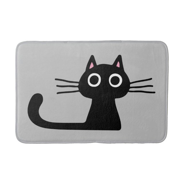 Quirky Black Kitty Cat mit Long Whiskers Badematte (Vorderseite)