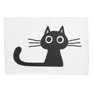 Quirky Black Kitty Cat mit Long Whiskers Kissenbezug