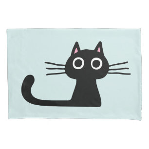 Quirky Black Kitty Cat mit Long Whiskers Kissenbezug