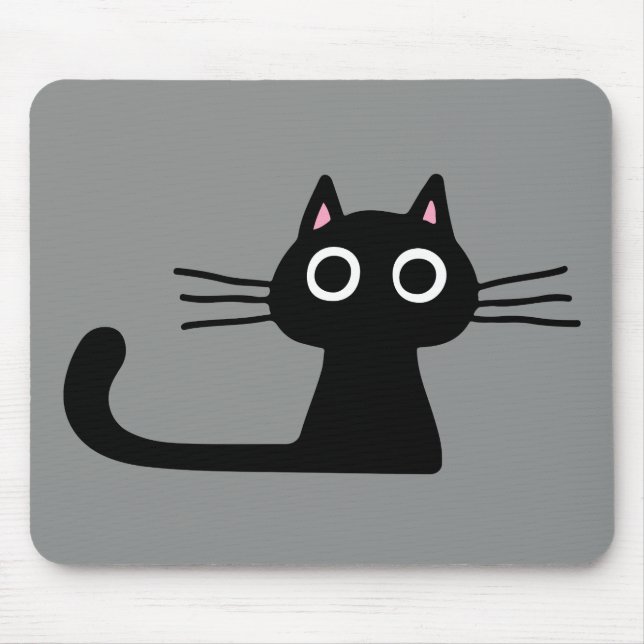 Quirky Black Kitty Cat mit Long Whiskers Mousepad (Vorne)