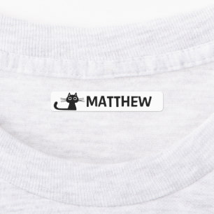 Quirky Black Kitty Cat Personalisiert Name Etiketten