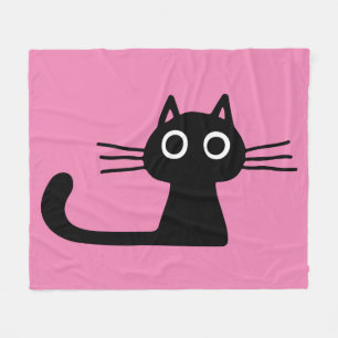 Quirky Black Kitty Cat Purfect Pink Fleecedecke