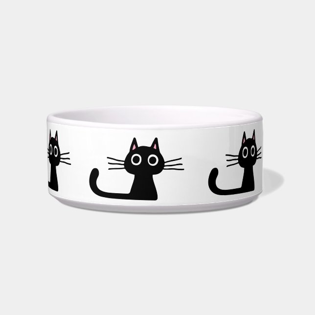 Quirky Black Kitty Cats | Fun Feline Pet Dish Napf (Rechts)