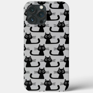 Quirky Black Kitty Cats Muster Grau und Schwarz Case-Mate iPhone Hülle
