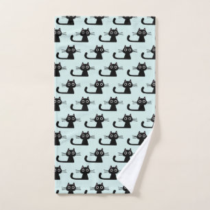 Quirky Black Kitty Gemusterter Spielspass Handtuch