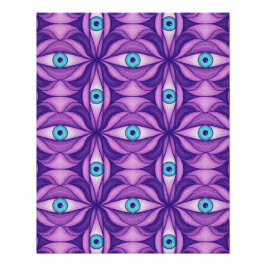 Quirky blaue Augen im mystischen Lila Muster Poster