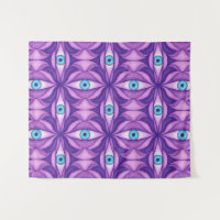 Quirky blaue Augen im mystischen Lila Muster