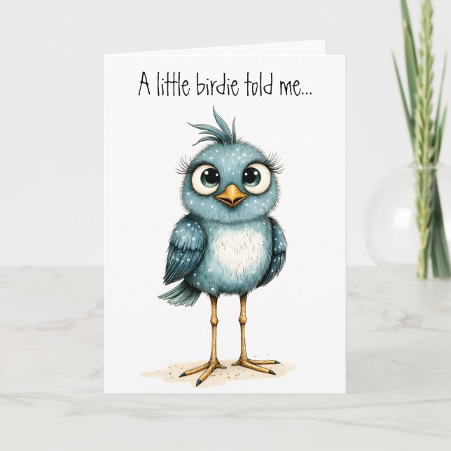Quirky Blue Bird Cute Happy Birthday Greeting Karte (Vorderseite)