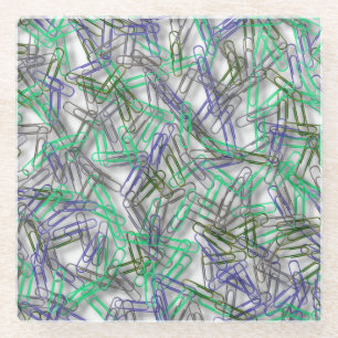 Quirky Blue Green Paperclips Glasuntersetzer