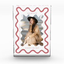 Quirky Blush Pink Wavy Line Graduate Keepake