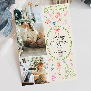 Quirky Boho Hand Drawn Frohe Weihnachten 2 Foto