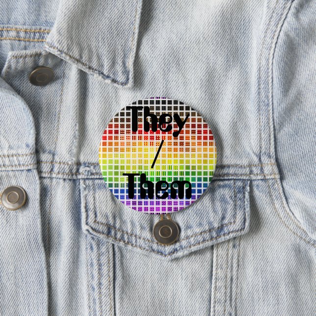 Quirky Boho Karierte farbenfrohe Gay Rainbow Prila Button (Beispiel)
