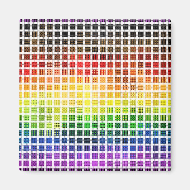 Quirky Boho Karierte farbenfrohe Gay Rainbow Prila Magnet (Vorne)