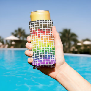 Quirky Boho Karo Farbige Schwule Regenbogen-Fahne Selters Dosenkühler